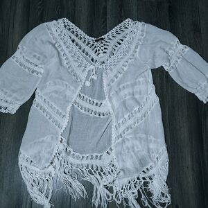 Vivid Importers Of‎ NY Crochet Beach Coverup White Size Large